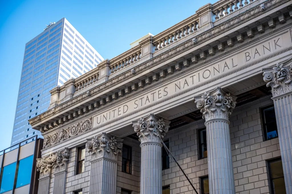 Embed finance - Facade of old bank with columns