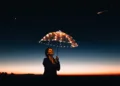Gratitude - Woman Using Umbrella With Lights